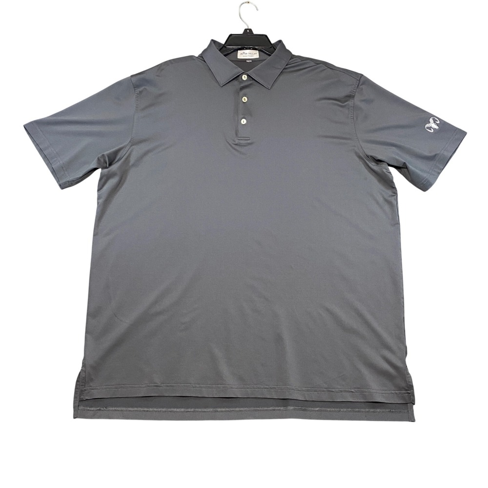 Peter Millar Summer Comfort Polo Shirt Mens XL Gray Short Sleeve Golf Ram Logo
